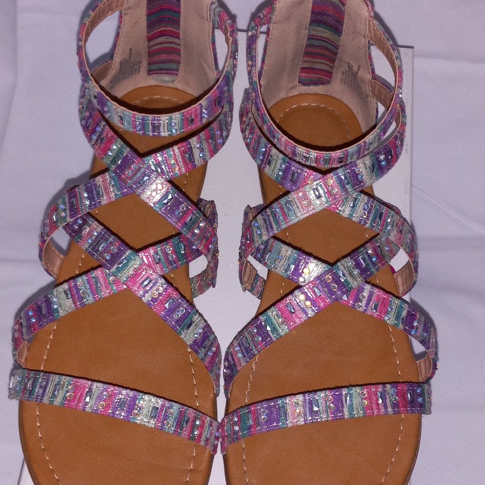 SO Girls Multicolor Palmtree Sandals